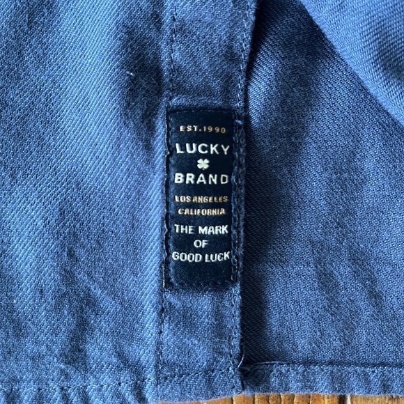 Lucky Brand Men’s Cotton Twill Blue Button Up – NWT - Picture 5 of 5